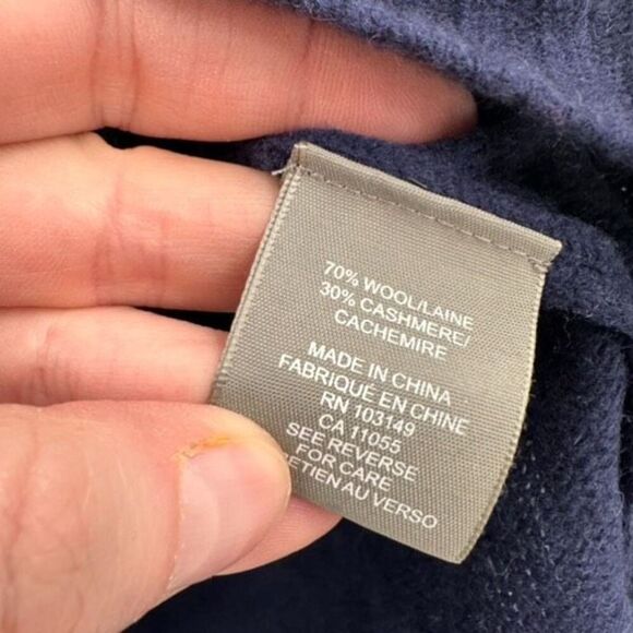 Shae NY Women's Cashmere Wool Crochet Trim Knit Pullover Sweater Navy Medium - Picture 5 of 9